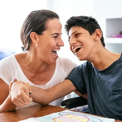 Special needs teen w woman